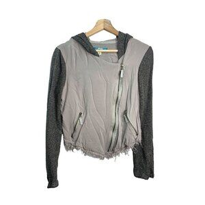 Luttons Women's Gray Hoodie Jacket Raw Trim Size S